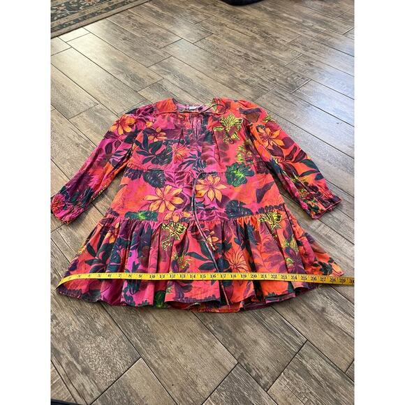 Luna Skies Women's Multicolor Floral Print Cotton Blend Mini Dress Size Small - Picture 4 of 5